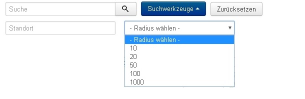 Search filter with radius search