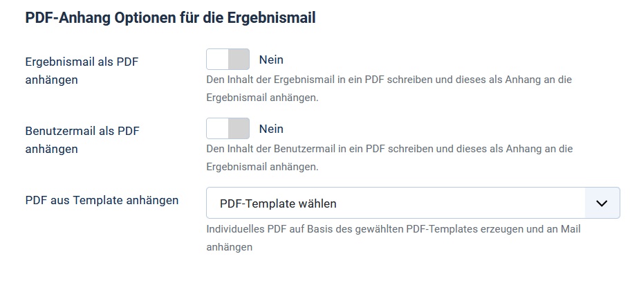 PDF Attachment Options