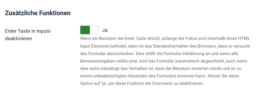 Auto-Submit durch Entertaste verhindern