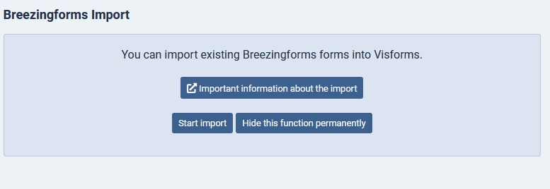 Import Breezingforms forms to Visforms